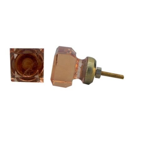 Pink Square Small Glass Knobs
