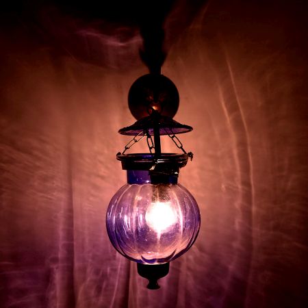 Light Blue Pumpkin Glass Wall Lamp