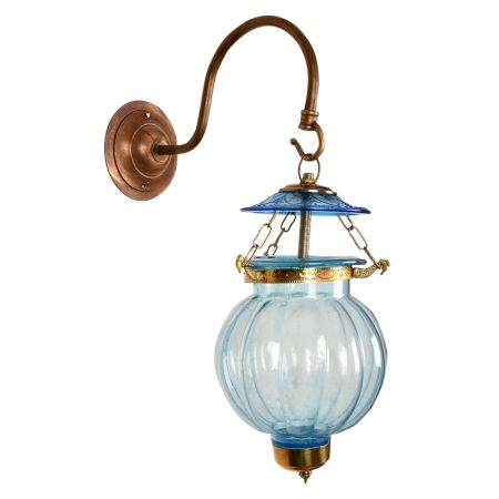 Light Blue Melon Shaped Glass Hanging