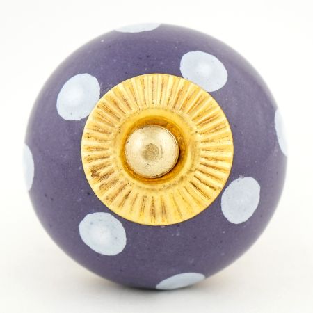 Purple Polka Dot Ceramic Drawer Knob