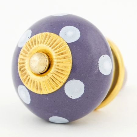 Purple Polka Dot Ceramic Drawer Knob