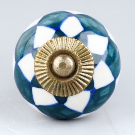 Dark Green Check Ceramic Cabinet Knob Online