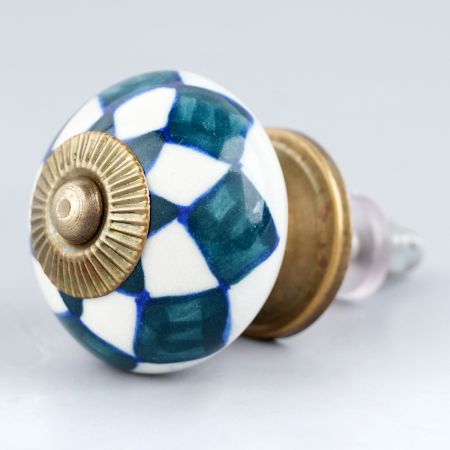 Dark Green Check Ceramic Cabinet Knob Online