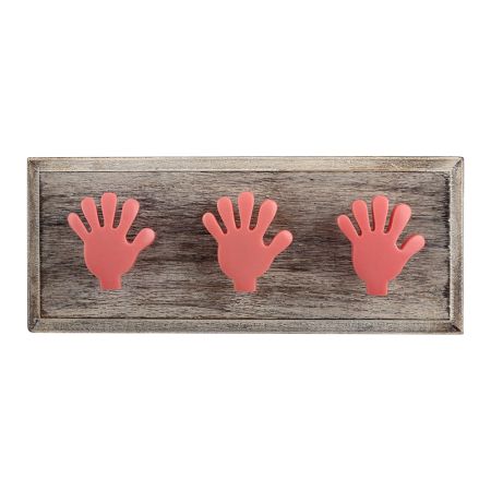 Pink Resin Fingers Wooden Hooks