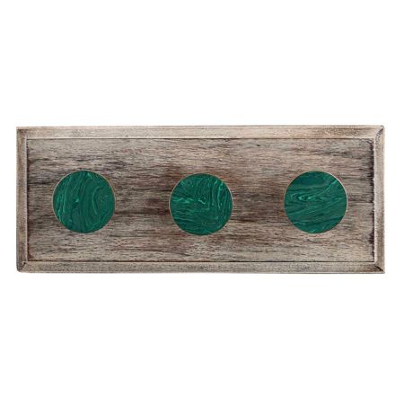 Round Sea Green Metal and Resin Wooden Hooks