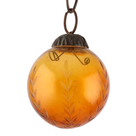 Set Of 4 piece Yellow Round Leaf Cut Christmas Hanging