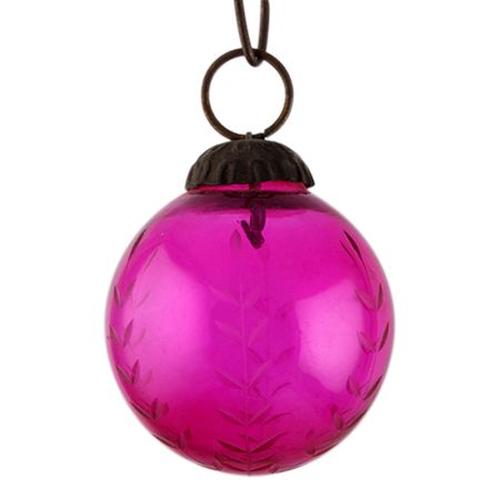 Set Of 4 piece Pink Leaf Round Small Christmas Hanging