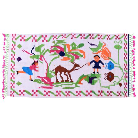 White Kids Playing In The Garden Durry(Set of 1 Piece)