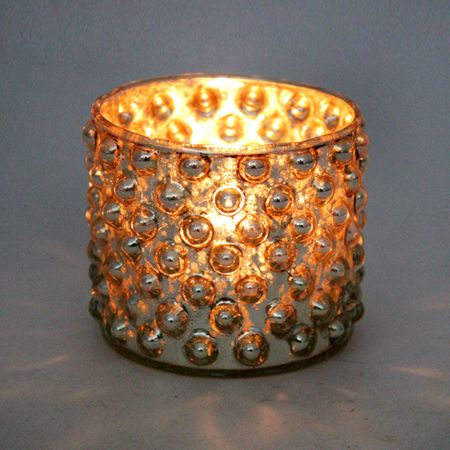 Silver Vintage Effect Cup Candle Holder (Set of 2 Piece)