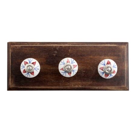 Deep Maroon Lily Ceramic Wooden Hooks
