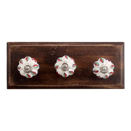 Plumeria Mystical Flower Ceramic Wooden Hooks