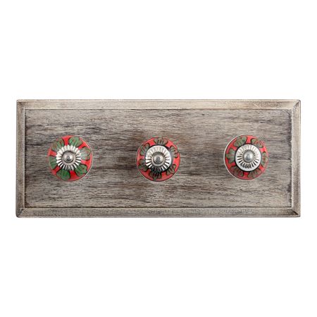 Caladium Bicolor Ceramic Wooden Hooks