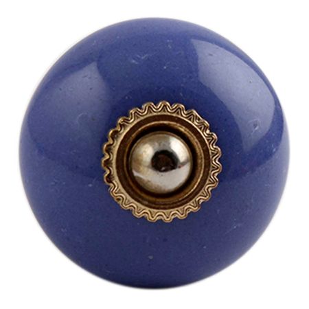 Slate Blue Golden Fitting Ceramic Dresser Knob