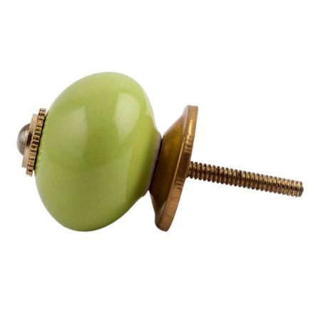 Lime Round Golden Fitting Ceramic Cabinet Knob
