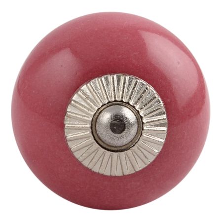 Dark Pink Silver Fitting Ceramic Dresser Knob