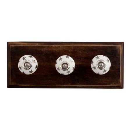 Silver Star Ceramic Wooden Hooks