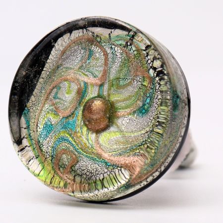 Peacock Feather Flat Glass Drawer Knob