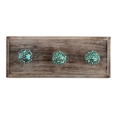 Green Button Wooden Hooks