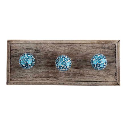 Turquoise Button Wooden Hooks