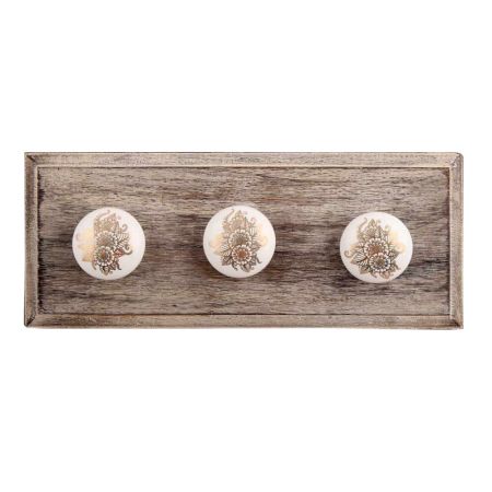 Golden Calliopsis Flower Flat Ceramic Wooden Hooks