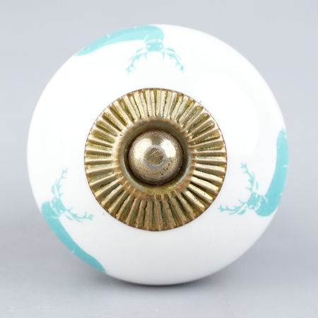 Turquoise Standing Rein Deer Pattern Ceramic Dresser Knob Online