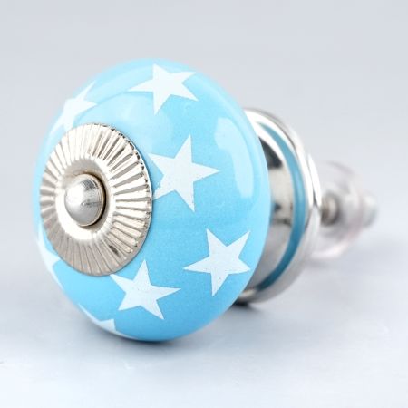 Turquoise Star Ceramic Cabinet Knob