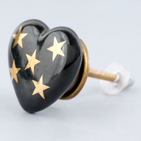 Golden Star Heart Ceramic Cabinet Knob
