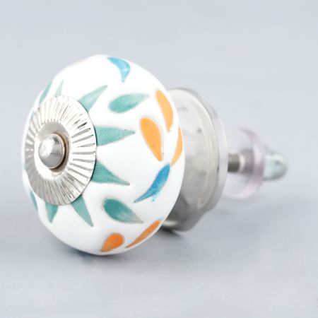 Three Color Leaf Etched Ceramic Knobs