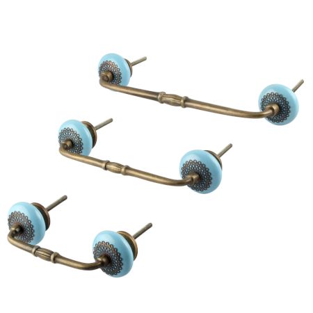Turquoise Strewn Flat Ceramic Bridge Handle