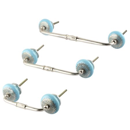 Turquoise Strewn Flat Ceramic Bridge Handle