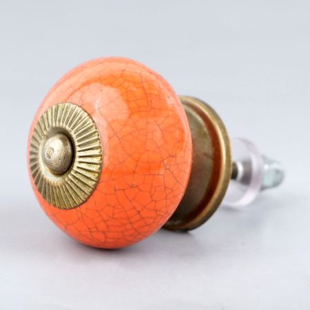 Orange Black Crackle Cabinet Knob