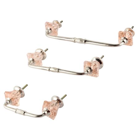 Pink Glass Square Cut Bridge Handle