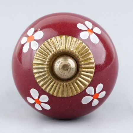 Maroon Flower Knob