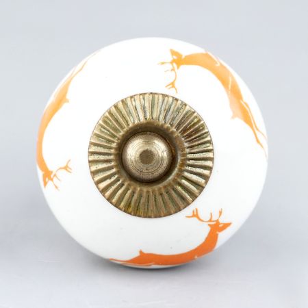 Orange Running Rein Deer Pattern Ceramic Drawer Knob Online