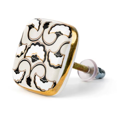 Black Sea Shell Square Ceramic Cabinet Knob Online