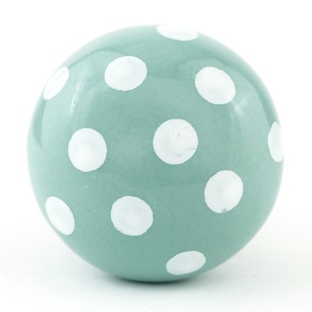 Light Green White Polka Ceramic Knob