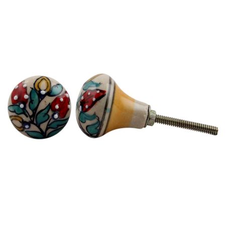 Light Blue Leafy White Ceramic Bulb Knob