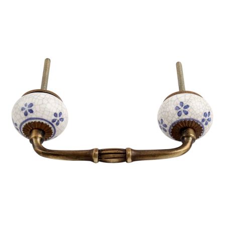 Blue Tiny Flower Crackle Ceramic Bridge Handle