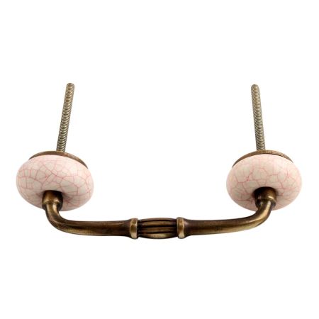 White and Pink Crackle Ceramic Bridge Handle