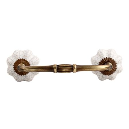 White Crackle Ceramic Melon Bridge Handle