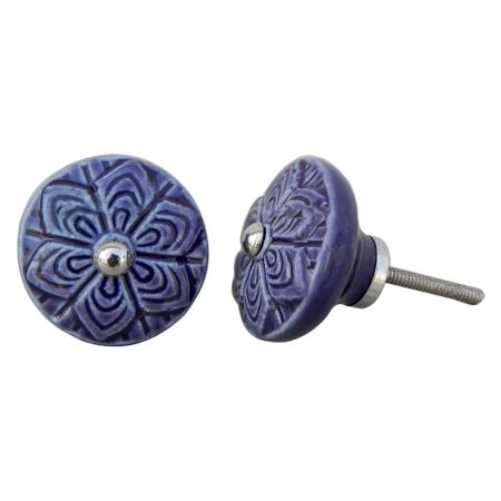Navy Blue Wheel Flower Knob