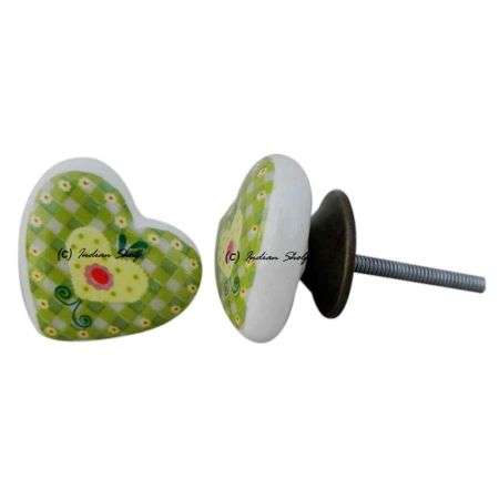 Leaf Heart Ceramic Knob