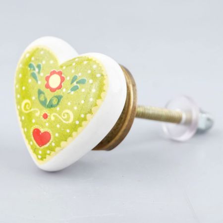 Green Heart Ceramic Knob