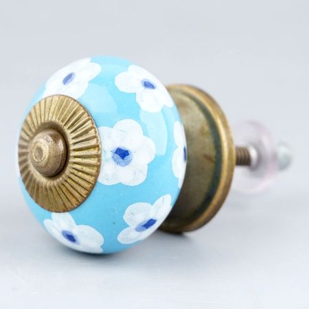 Sky Blue Flower Knob