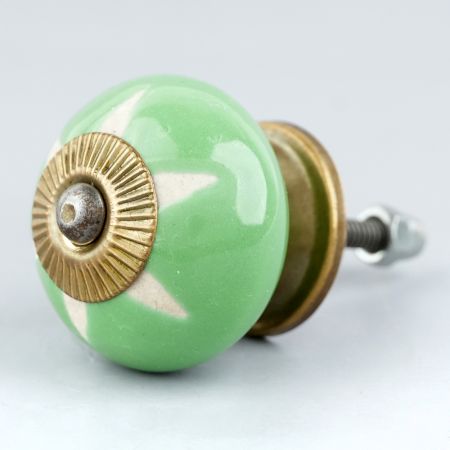 Pea Green Etched Ceramic Knob-10