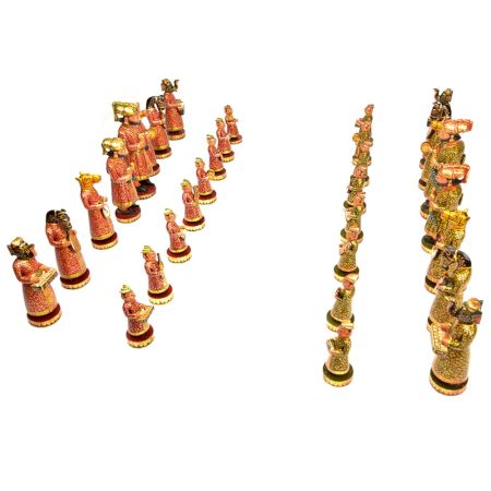 Vintage Musical Camel Bone Chess Set Gold Plated 