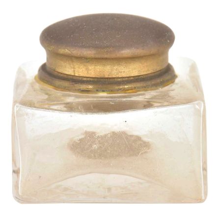 Vintage Glass Clear Rectangular Ink Pot