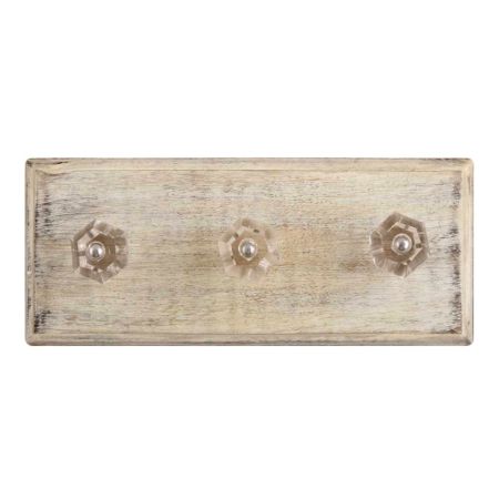 Clear Hexagon Cut Glass Wooden Hook