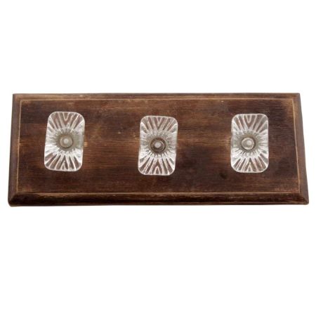 Clear Rectangle Glass Wooden Hook
