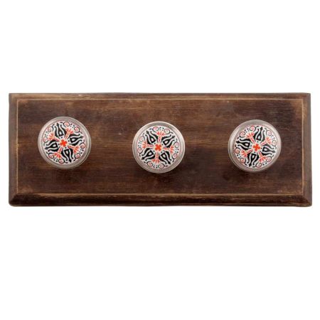 Orange And Black Ceramic Wooden Hook 